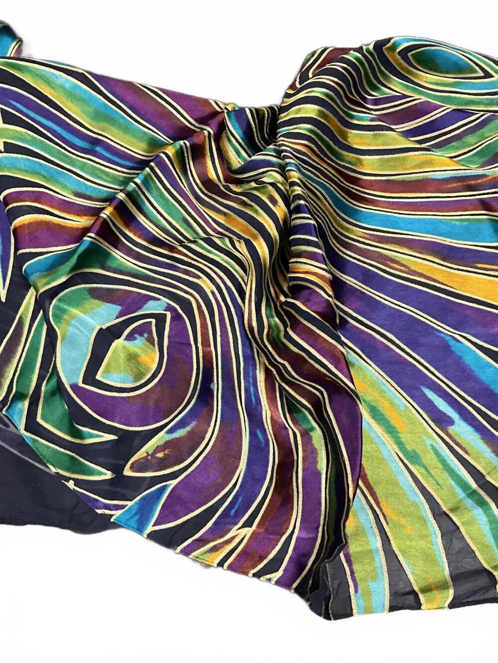 Colorful Tropical Print Silky Scarf - Picture 3 of 6
